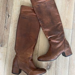 Chanel Bally knee high Brown leather boots